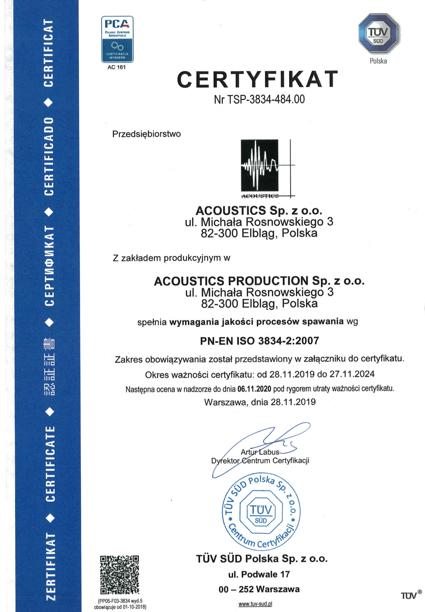 ISO 3934 PL1 Acoustics